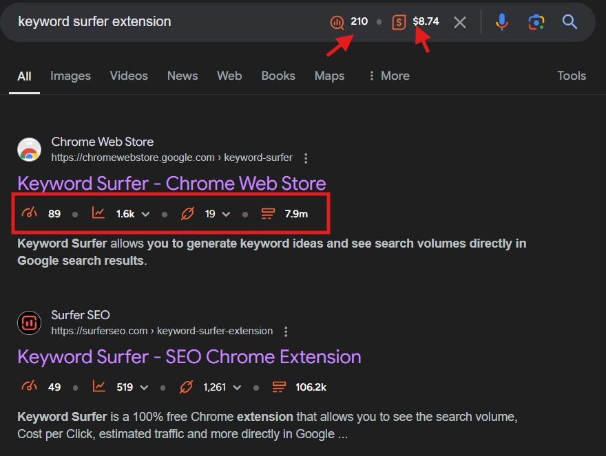 Ubersuggest chrome extension for SEO