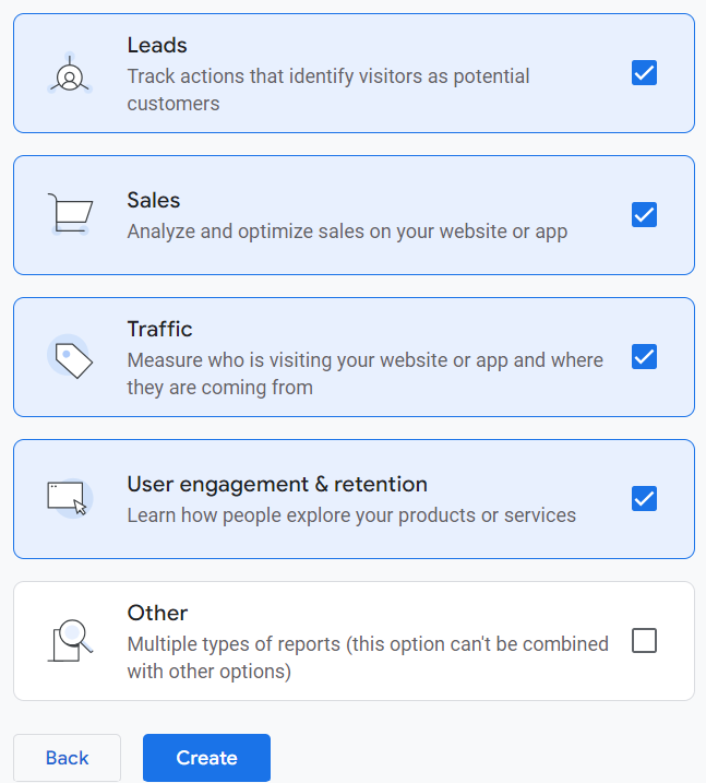 Google analytics 4 integration with WordPress website: Business objectives